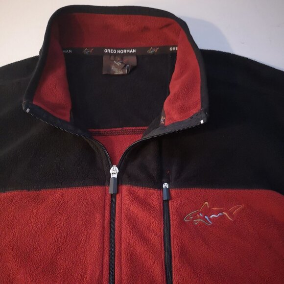 Greg Norman for Tasso Ella Men's Size Large Black & Red Full Zip Fleece Vest - Picture 4 of 10